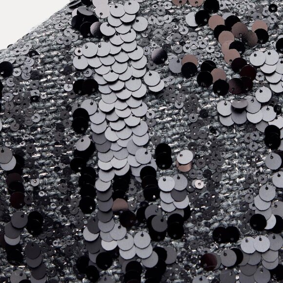 NWOT ZARA All Over Heavy Sequins Bloggers Fave Jacket / Blazer Black Medium Wool - Picture 6 of 12